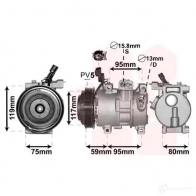 Компрессор кондиционера VAN WEZEL 8200K319 HOF8P Z Hyundai i20 (PB, PBT) 1 Хэтчбек 1.2 78 л.с. 2008 – 2012 5410909520632