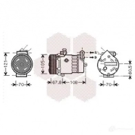 Компрессор кондиционера VAN WEZEL Opel Astra (G) 2 Седан 1.6 (F69) 84 л.с. 2000 – 2005 60 37K477 J6SVMLJ 3700K477