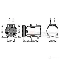 Компрессор кондиционера VAN WEZEL 1800k435 6018K43 5 I211V Ford Fiesta 5 (CBK, JH, JD) Хэтчбек 2.0 ST150 150 л.с. 2005 – 2008