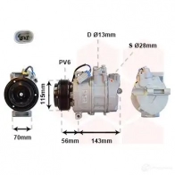 Компрессор кондиционера VAN WEZEL Opel Zafira (A) 1 Минивэн 2.0 DI (F75) 86 л.с. 1999 – 2000 3700K357 EOB1WJ 603 7K357