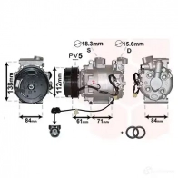 Компрессор кондиционера VAN WEZEL 2500K275 467012 FKX4OOZ 6025K27 5 - Изображение 2