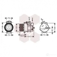 Компрессор кондиционера VAN WEZEL 3000K431 6030K 431 Mercedes M-Class (W164) 2 Кроссовер 4.0 ML 450 CDI 4 matic (1628) 306 л.с. 2009 – 2011 O3H6D4