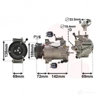 Компрессор кондиционера VAN WEZEL F3A X0W5 1800K603 Ford B-Max 1 (CB2, JK) Минивэн 1.0 EcoBoost 140 л.с. 2016 – 2024 5410909634896