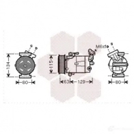 Компрессор кондиционера VAN WEZEL T7BP2 6043K 384 4300K384 Nissan Qashqai (J10) 1 Кроссовер 1.6 114 л.с. 2007 – 2013