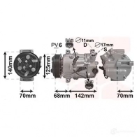 Компрессор кондиционера VAN WEZEL GQ PGY 3701K702 5410909666613 Opel Insignia (A) 1 Универсал Кантри 1.6 SIDI (47) 170 л.с. 2014 – 2017