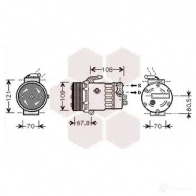 Компрессор кондиционера VAN WEZEL Opel Astra (G) 2 Седан 2.2 DTI (F69) 125 л.с. 2002 – 2005 3700k139 ZI6MX5P 6037K13 9