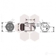 Компрессор кондиционера VAN WEZEL 3700K451 472393 6037K 451 1X1T4C