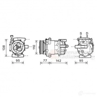 Компрессор кондиционера VAN WEZEL 22 OYXNE 1800K470 5410909500412 Ford Transit 7 (FM) Грузовик 2.2 TDCi 110 л.с. 2006 – 2014