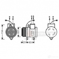 Компрессор кондиционера VAN WEZEL 6081K0 41 8100k041 Daewoo Matiz (M100) 1 Хэтчбек 0.8 52 л.с. 1998 – 2025 AIMF4Q