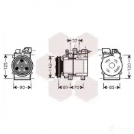 Компрессор кондиционера VAN WEZEL YKJIRJ 8200K139 608 2K139 Hyundai H1 Starex (A1) 1 1997 – 2007