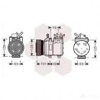 Компрессор кондиционера VAN WEZEL 486232 A807Q 6082 K166 8200K166