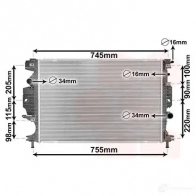 Радиатор охлаждения двигателя VAN WEZEL Ford Mondeo 5 (CNG, CD) Седан 2.0 TDCi 180 л.с. 2015 – 2024 18002642 5410909665449 KW 8GPJ