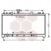 Радиатор охлаждения двигателя VAN WEZEL 27002220 Mazda 6 (GH) 2 Хэтчбек 2.5 MZR 170 л.с. 2008 – 2012 TB0E3 60 272220