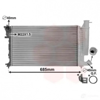 Радиатор охлаждения двигателя VAN WEZEL J6ZGGO3 09002155 6 0092155 Peugeot 306 1 (7D, N3, N5) Кабриолет 1.6 98 л.с. 2000 – 2002