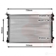 Радиатор охлаждения двигателя VAN WEZEL 43002259 Renault Laguna (B56) 1 Хэтчбек 60 432259 90T5STM