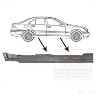 Накладка порога, ступенька кабины VAN WEZEL Mercedes C-Class (W203) 2 Седан 3.0 C 30 CDI AMG (2018) 231 л.с. 2003 – 2007 151 042 3032104 JEDLV