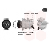 Компрессор кондиционера VAN WEZEL Audi A4 (B9) 5 Седан 40 TDI 190 л.с. 2015 – наст. время NF6G G 0301K714