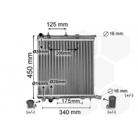 Радиатор охлаждения двигателя VAN WEZEL Peugeot 207 1 (WA, WC, PF1) Хэтчбек 1.6 110 л.с. 2008 – 2013 40012368 31C9 L