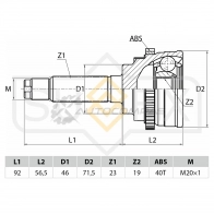ШРУС наружный SUFIX ST-1012 1440876923 626Z7 5S - Изображение 2
