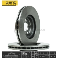 Тормозной диск передний Citroen C8, Peugeot 807 2.0-2.2 HDi 02 ZENTPARTS 1441249005 M VYU0 Z06203 - Изображение 2