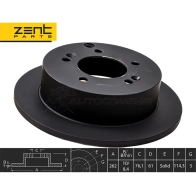 Тормозной диск задний Hyundai Tuscon Sonata V 2.02.42.0 CRDi 04 ZENTPARTS Z06058 1441254403 8 SRK2 - Изображение 2