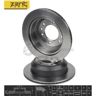 Тормозной диск задний Hyundai H-1 2.5 CRDi 06 ZENTPARTS 1441254408 Z06094 C QFHZ7 - Изображение 2