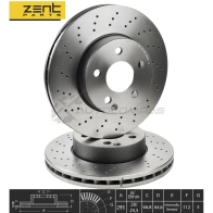 Тормозной диск передний Mercedes W204 S204 A207 C207 2.0-3.02.0-2.5 CDi 07 ZENTPARTS Z06086 OO LS4B 1441257992 - Изображение 2