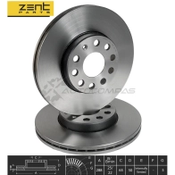 Тормозной диск передний Audi A3, Skoda Octavia, Volkswagen Golf 1.6-2.0 TDi 03 ZENTPARTS AV2C ZE Z05951 1441262565 - Изображение 2