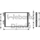 Радиатор кондиционера WEBASTO Renault Laguna (KG) 2 Универсал 2.2 dCi 140 л.с. 2005 – 2007 9T3OUDY 12HS2 9 82D0226231MA