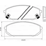 Тормозные колодки, дисковые, комплект Bosch 8QHJ6 0 986 BB0 743 Kia Sorento (JC, BL) 1 Кроссовер 3.5 i Ex 195 л.с. 2003 – 2009 6 MS9HSR