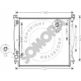 Радиатор охлаждения двигателя SOMORA KW26AF 0AD4 7 021540J Audi A4 (B7) 3 Кабриолет 4.2 S4 Quattro 344 л.с. 2004 – 2009