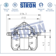 Термостат FIAT (SEDICI), SUZUKI (GRAND VITARA II, GRAND VITARA III, SWIFT III, SWIFT IV, SX4 I, SX4 II, VITARA II) STRON 1441224523 STT0002 U DJ90C - Изображение 4