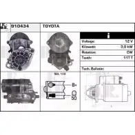 Стартер EDR Toyota Land Cruiser Prado (J120) 3 Внедорожник 3.0 D 4D (KZJ12) 125 л.с. 2002 – 2009 910434 9UIHI 4H FV117