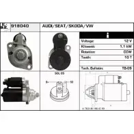 Стартер EDR DE0CV3Z Audi TT (8N3) 1 Купе 1.8 T 163 л.с. 2005 – 2006 E NOUP 918040