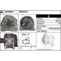 Генератор EDR 930965 3IESS N5CSS A6 Renault Laguna (BT) 3 Хэтчбек 2.0 16V Hi Flex (BT1H) 140 л.с. 2007 – 2015