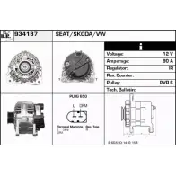 Генератор EDR 934187 AGEHZID NLF 0OR Volkswagen Polo (9N) 4 Хэтчбек 1.2 54 л.с. 2002 – 2007