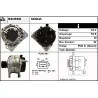 Генератор EDR 940860 Audi A3 (8L) 1 1996 – 2003 3MO PLWR Y3QBH6