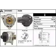 Генератор EDR JUU5L C0 EM2J9JX Audi A8 (D2) 1 Седан 4.2 Quattro 299 л.с. 1994 – 1998 943580