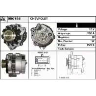 Генератор EDR 990158 Fiat Ulysse (220) 1 Минивэн 2.0 Turbo (220.AD5) 147 л.с. 1994 – 2002 YW 30F HNW7C