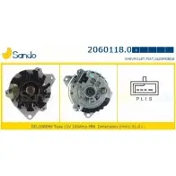 Генератор SANDO ZVZ6UJ6 Q6 2M2 Fiat Ulysse (220) 1 Минивэн 2.0 Turbo (220.AD5) 147 л.с. 1994 – 2002 2060118.0