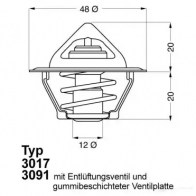 Термостат WAHLER PA4 PN 4029783000935 Opel Astra (G) 2 Универсал 1.6 (F35) 75 л.с. 1998 – 2000 3017.92D2