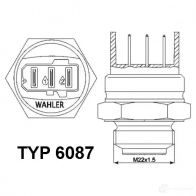 Датчик вентилятора радиатора WAHLER OYYQB R 6087.87D 4029783007644 Volkswagen Transporter (T4) 4 Грузовик