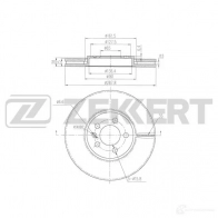 Тормозной диск ZEKKERT Audi A1 (8X1, K) 1 Хэтчбек 1.4 Tfsi 140 л.с. 2012 – 2015 MS0R 7CG BS-6519