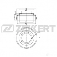 Тормозной барабан ZEKKERT 7Q M0QS Ford Transit 7 (V347/V348) 2006 – 2013 BS-5514