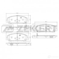Тормозные колодки дисковые, комплект ZEKKERT V L8EVQ 1275149787 BS-2520