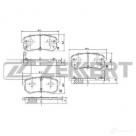 Тормозные колодки дисковые, комплект ZEKKERT 1275149401 BS-2442 O71DU 6