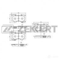 Тормозные колодки дисковые, комплект ZEKKERT BS-2241 IXY2 O Toyota Hilux (AN10, 20, 30) 7 Внедорожник 4.7 4WD (UZN215) 238 л.с. 2002 – 2006