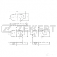 Тормозные колодки дисковые, комплект ZEKKERT BS-1555 Honda Stream 2 (RN3) 2006 – 2014 Z EMXBDN