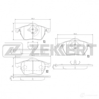 Тормозные колодки дисковые, комплект ZEKKERT BS-1380 ZVJVA F 1437995626