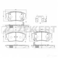 Тормозные колодки дисковые, комплект ZEKKERT BS-1261 Kia Soul (SK) 3 2019 – 2025 P ATDQ